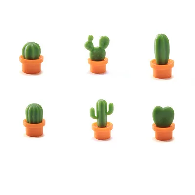 Custom Wholesale 6pcs pack Cactus Cute Decorative Strong Magnetic Sticker Refrigerator Magnets