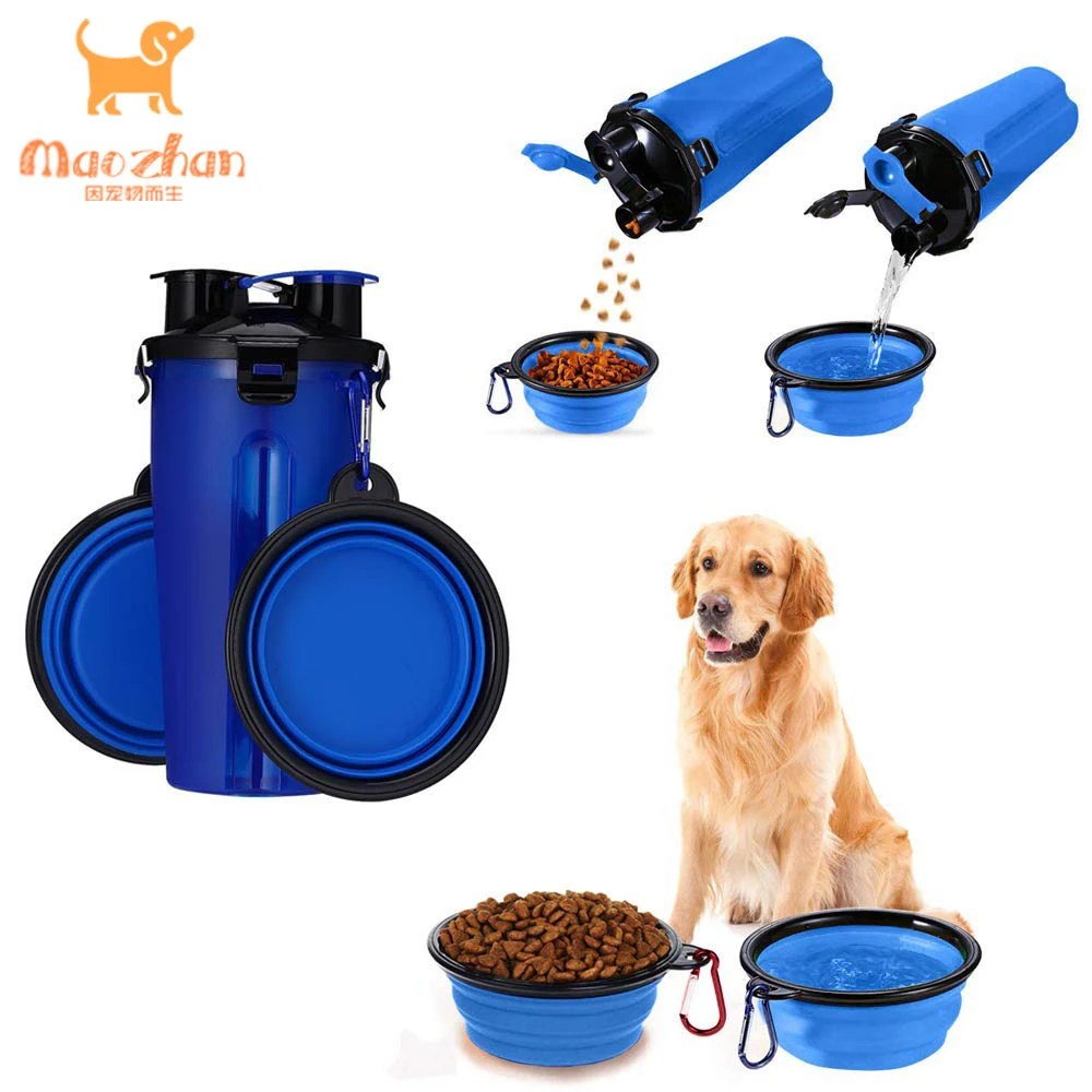Collapsible dog food and water cup plastic feeder pet cat food foldable travel outdoor dog cup bottle