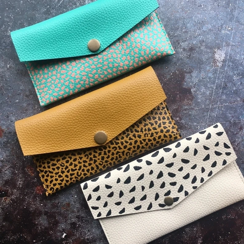 Wholesale Purse Multiple Card Holder Slots Fashion Leopard Leather Women Long Custom Wallet