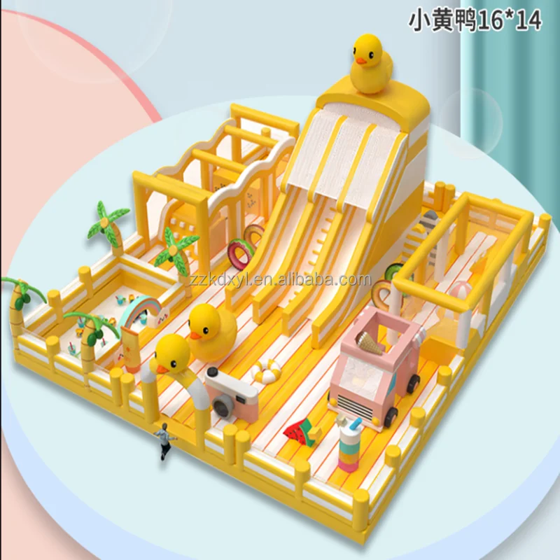 yellow duck Playground park commercial inflatable bouncer air jumping bouncing castles inflatable bouncy castle with slide