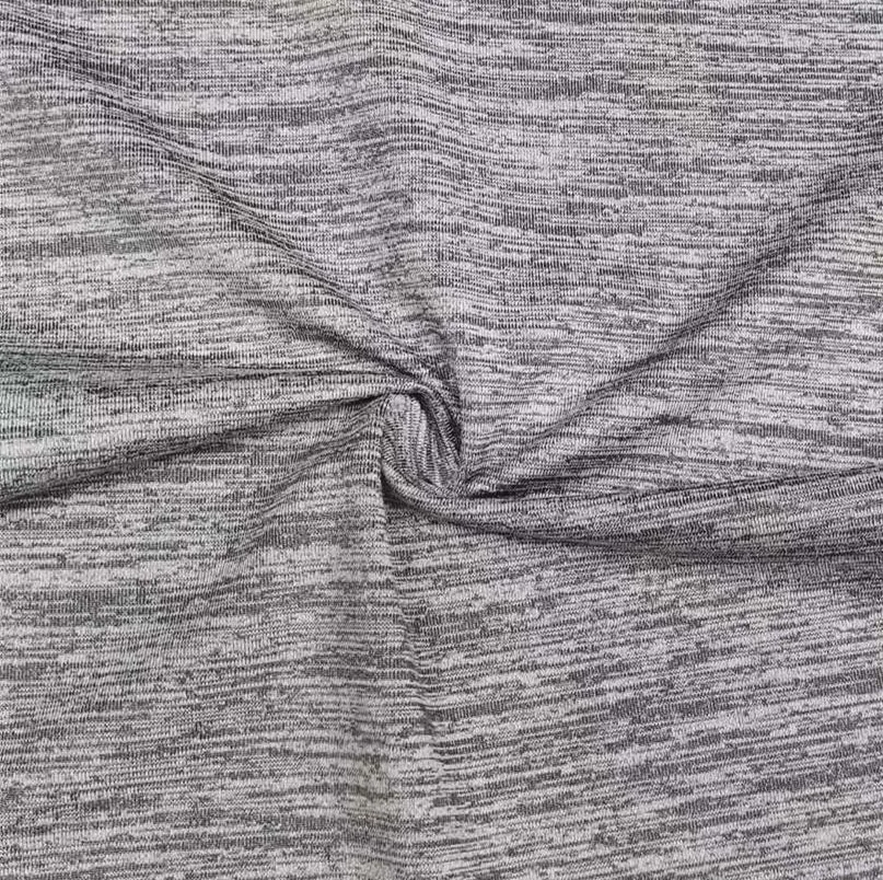 New Style 95% Polyester 5% Spandex Wicking Solid Grey Heather Melange Jersey Knitted Fabric For T-shirt