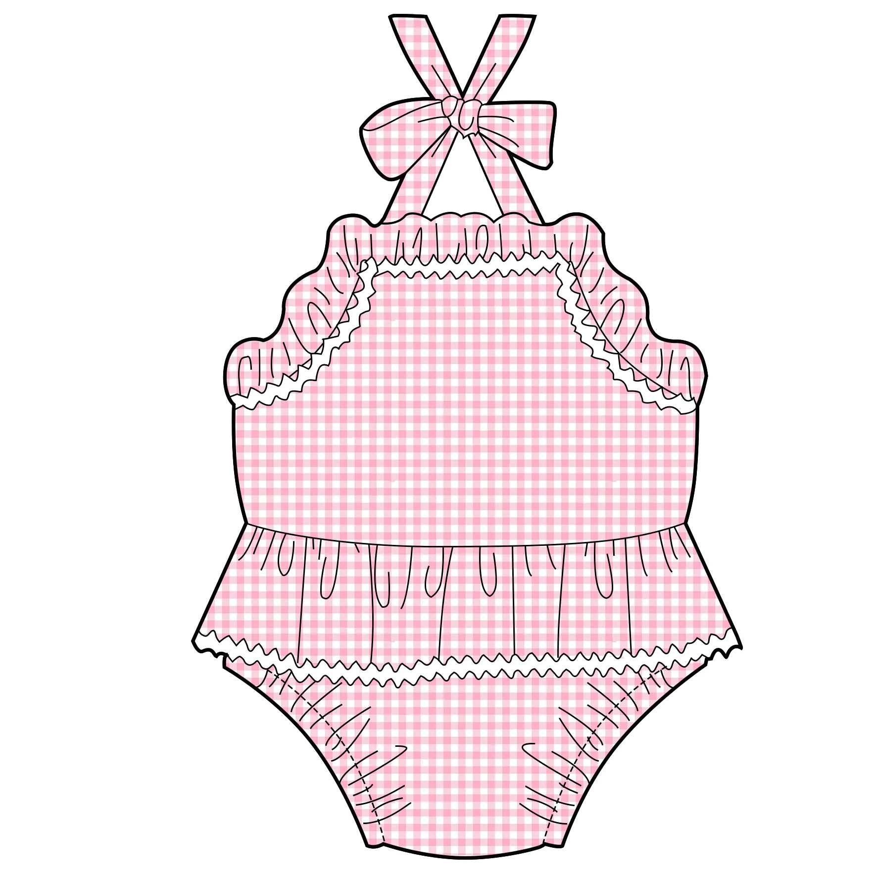 Monogram seersucker swimsuit kid girls with ruffle  one piece bathing suit swimwear summer baby toddler swimsuit