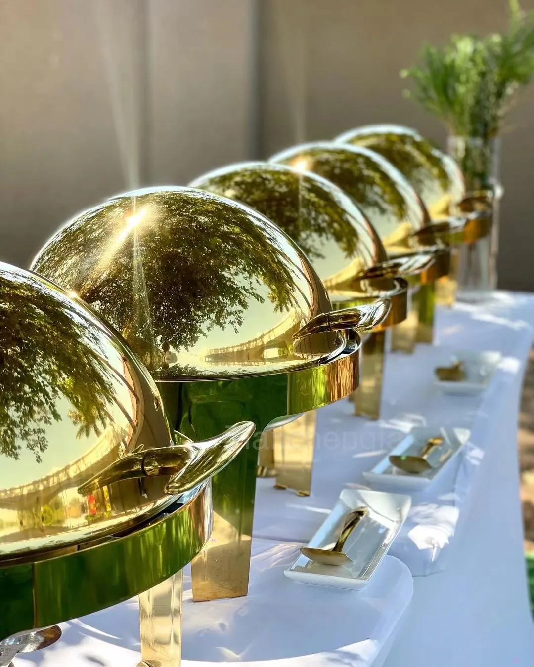 Roll top Design Restaurant Hotel Chafing dish Buffet Gold Display equipment Food warmer Catering Chefing dish set