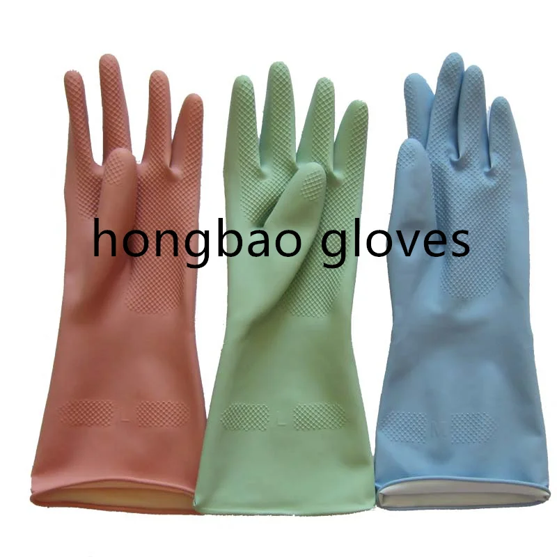 33cm korea  93g blue high quality kitchen waterproof gloves  rubber washing hand  glove household cleaning  latex gloves