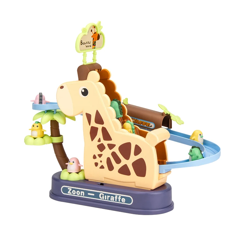 Hot sell baby educational toys electric slide track toy giraffe slide track