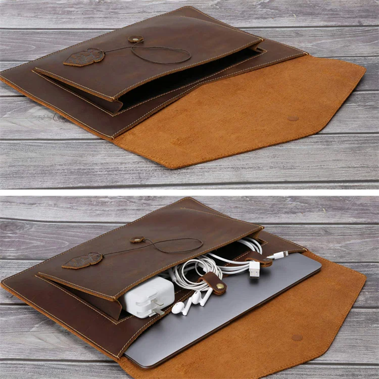 Premium Quality Latest Design Luxury Leather ladies laptop fashion luxury design computer bags 14 inch Laptop Handmade Sleeve Co