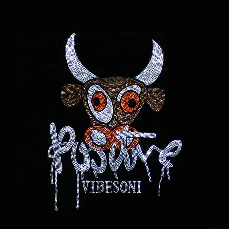 Hot selling New arrival Cartoon Bear Iron On Rhinestone Motif Hot Fix Rhinestone Sticker Transfer Logo For Kids Garment