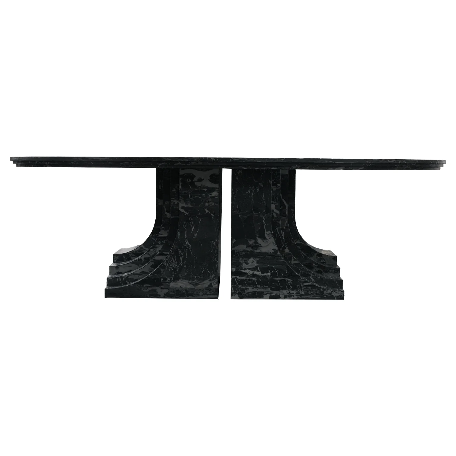 Brand new luxury modern restaurant with black marble dining table