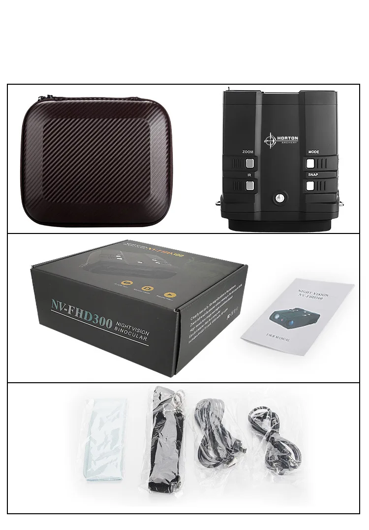 Binocular Digital Night Vision NV300C HD Digital Photographing and Video Recording Large Screen all black infrared Telescope