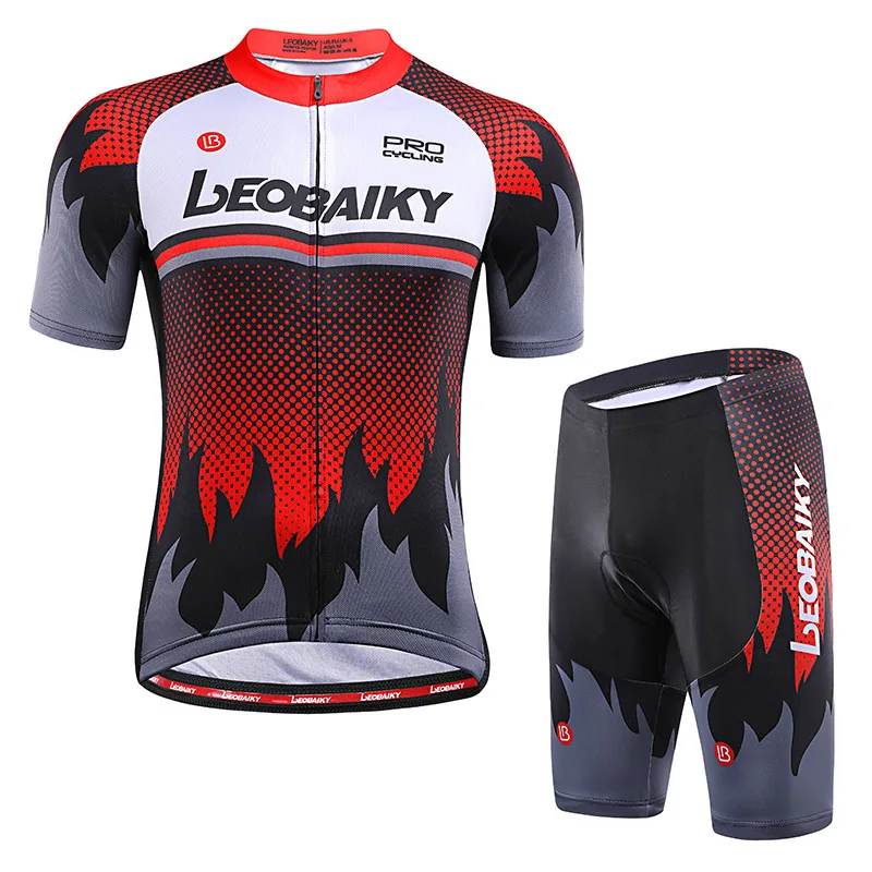 Cycling suit with braces and short sleeves for men