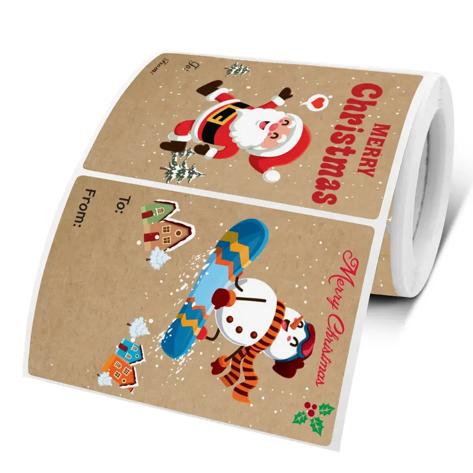 Custom square hot roll Christmas decoration gift for children gift sealing stickers collection sticker labels