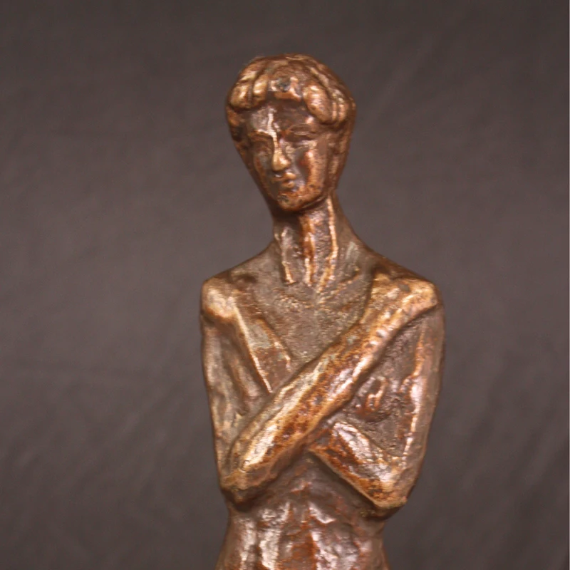 Antique bronze bodybuilding indoor abstract man sculpture, lost wax looking cast iron abstract statue