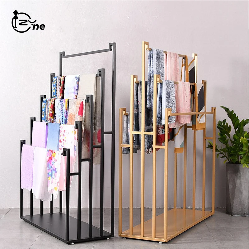 
Clothing Store Floor Five-layer Wallpaper Newspaper Rack Scarf Towel Display Rack 