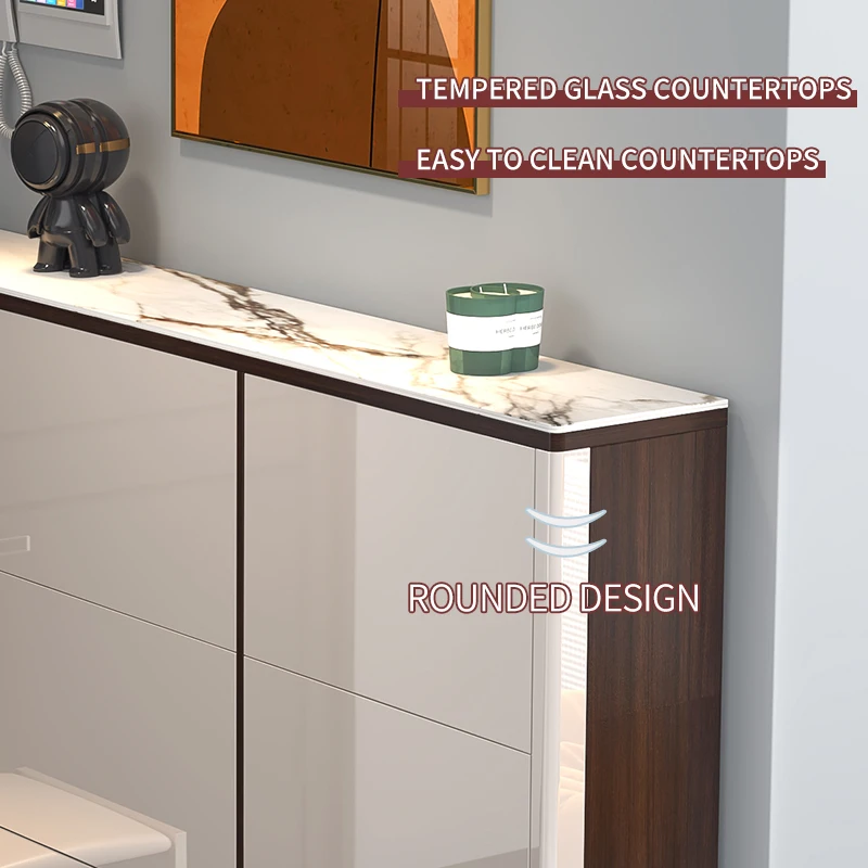 Luxury modern furniture Shoe cupboard wooden ultra thin shoes cabinet large storage for home mdf shoe racks with seat