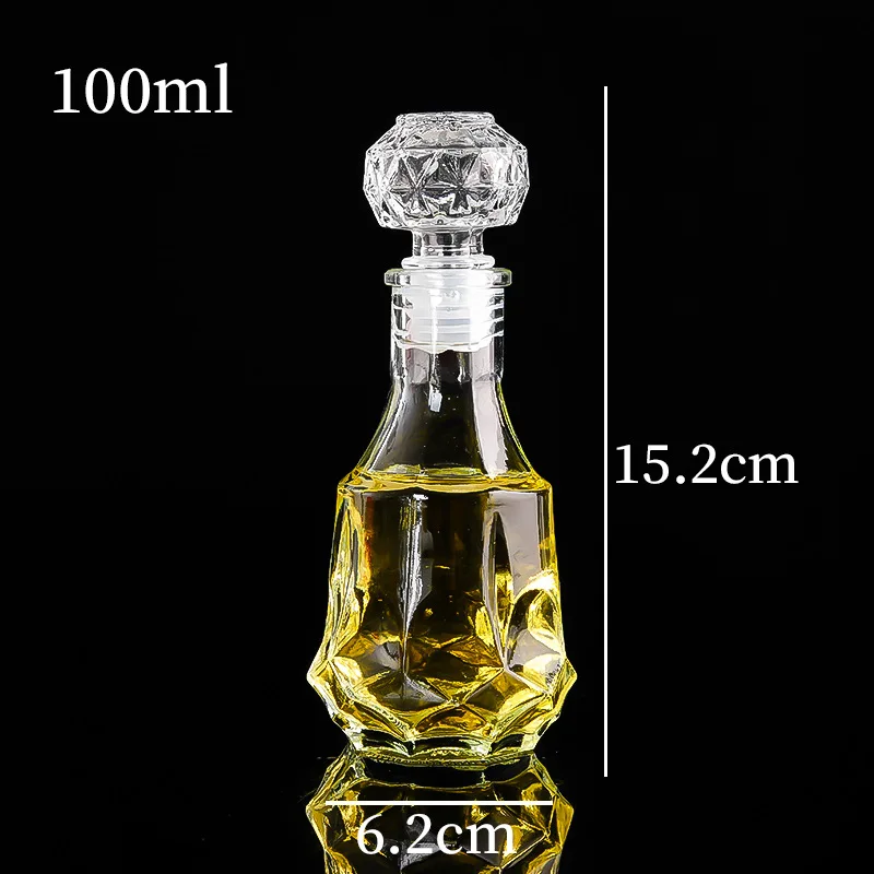 Wholesale transparent glass carved small wine bottle European whisky bottle cellar fruit bottle