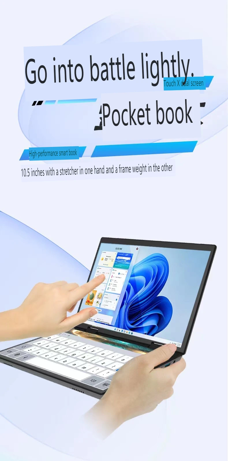 Special Design 10.5 Inch Business Laptop Dual monitor Touch Screen  Computer Netbooks Laptop For Bulk Wholesale