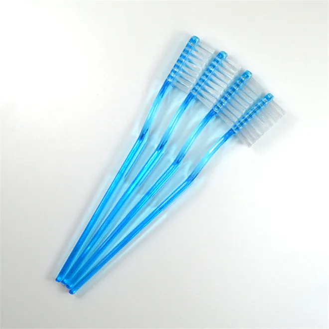 Custom logo blue disposable hotel travel plastic prepasted toothbrush set with liquid toothpaste
