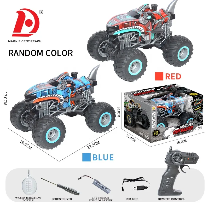 HUADA 2024 4CH 27MHZ Dinosaur Design Fast Racing 4WD High Speed Mist Spray RC Car Off Road Remote Control Trucks With Battery