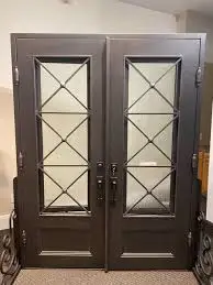 KDSBUILDING Customizable Wrought Iron Doors with Glass Inserts