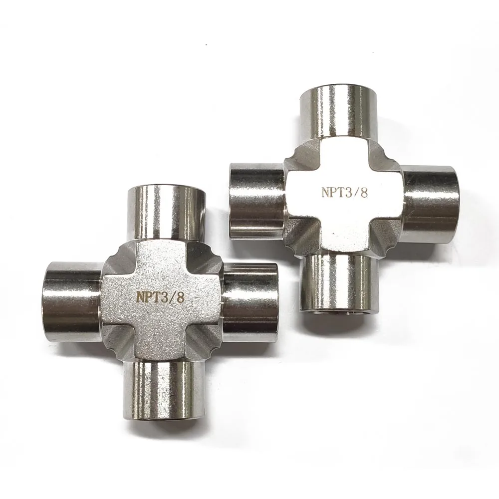 TONY 10000Psi Stainless Steel Female Thread Cross Pipe Fitting SS304 SS316 High Pressure Four Way Pipe Fitting BSP NPT G