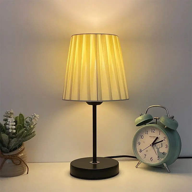 Living room study bedroom bedside pleated lampshade table lamp