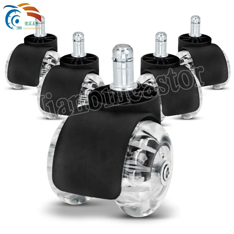 50mm 5 piece/Set casters roller blade office chair silicone caster PU Half transparent castor wheel