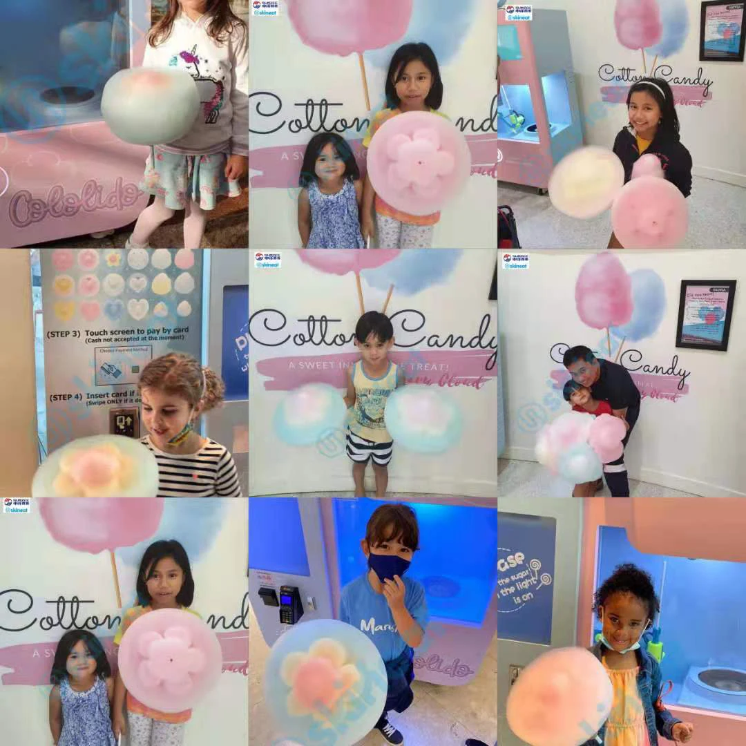 Professional full automatically small flower sugar cotton candy vending machine to make cotton candy