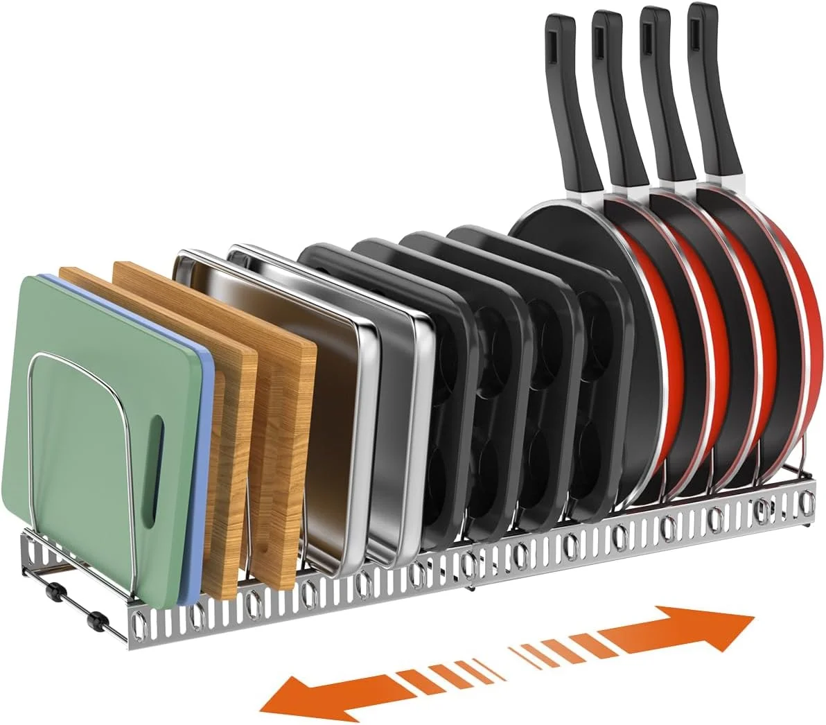 Pots And Pans Organizer With 14 Adjustable Compartments Cookware Baking Frying Rack