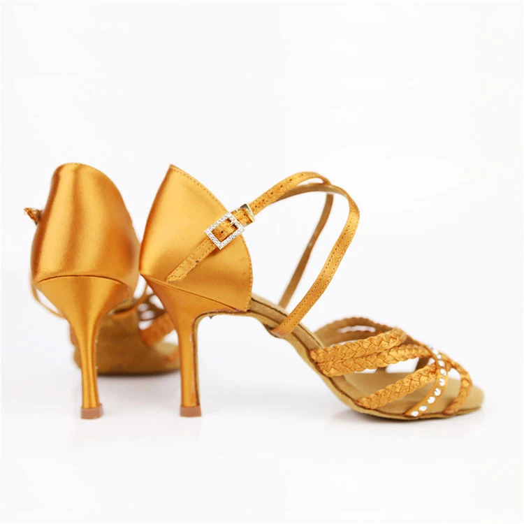  Women slim high heel tango salsa dance shoes with diamonds and rhinestone