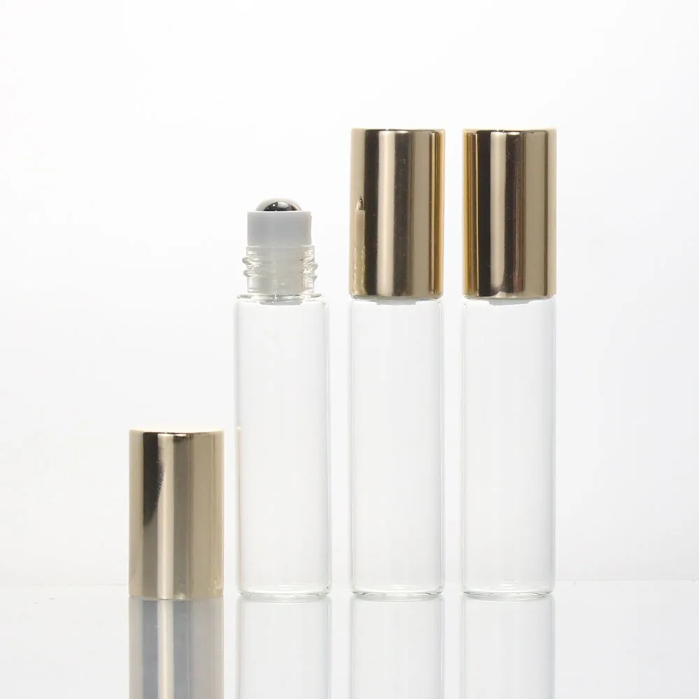 1ml 2ml 3ml 5ml 10ml  roll on glass clear green blue amber essential oil metal roller bottle with roller