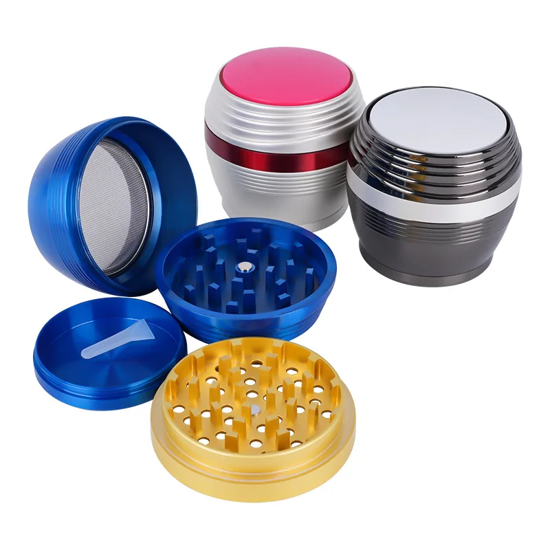 Assorted Color Honey Pot Shape Zinc Alloy 4 Layers Tobacco Grinder Manual Herb Grinder