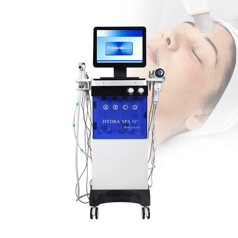 Newangie Latest face cleansing machine oxygen water generator 14 in 1 hydra jet peel blackhead removal whiteningfor salon