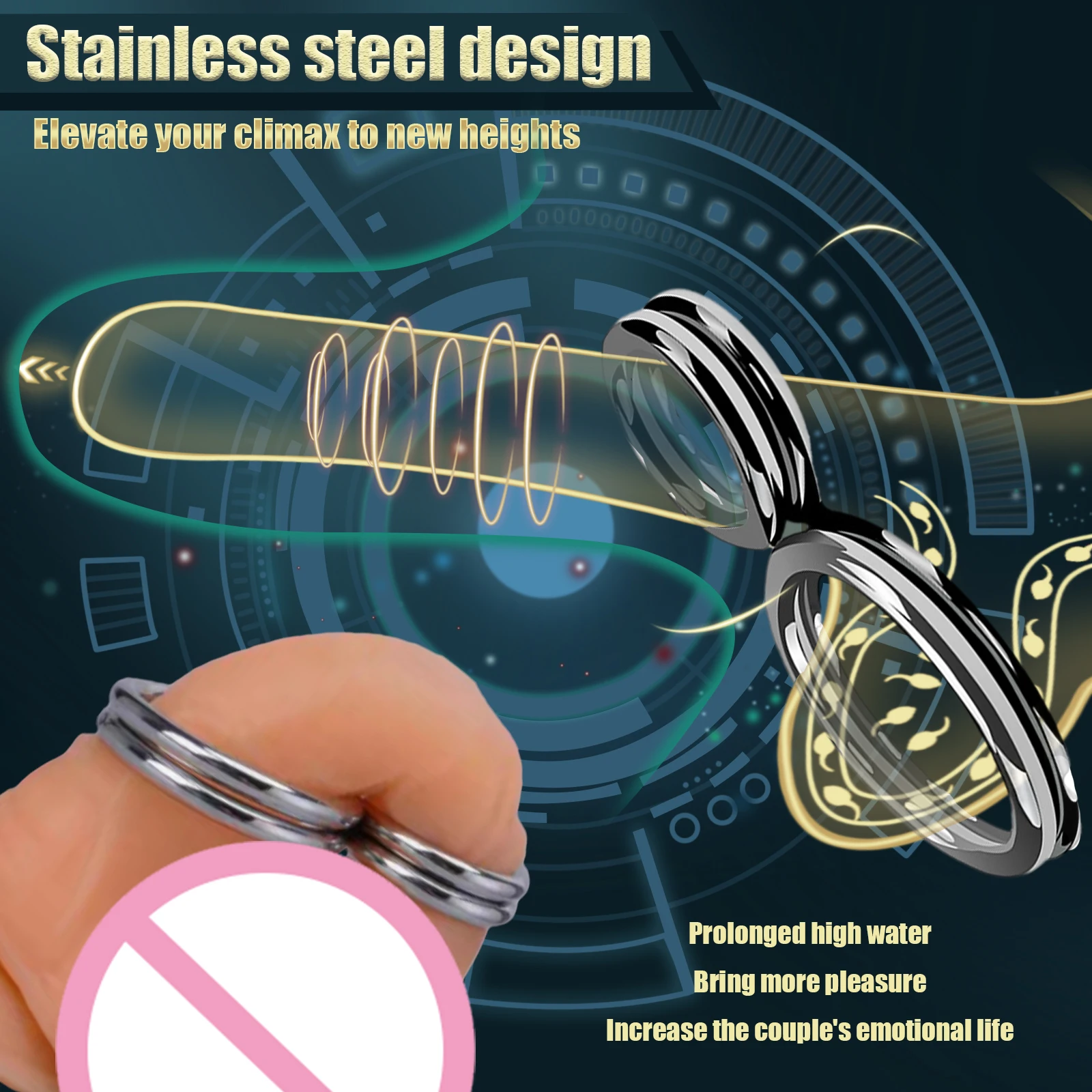 Sexbay Latest 6 designsS/L Stainless Steel Couple Sex Metal Circumcision Clip exercise phallus big penis man foreskin cock ring