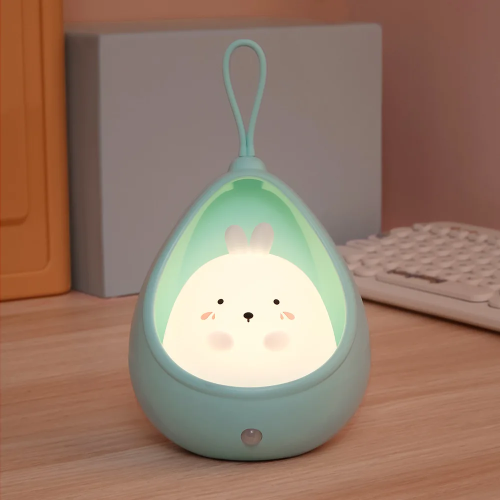 Новый креативный силиконовый сенсорный USB кролик ночник зарядный атмосферный свет светодиодный прикроватный человеческий