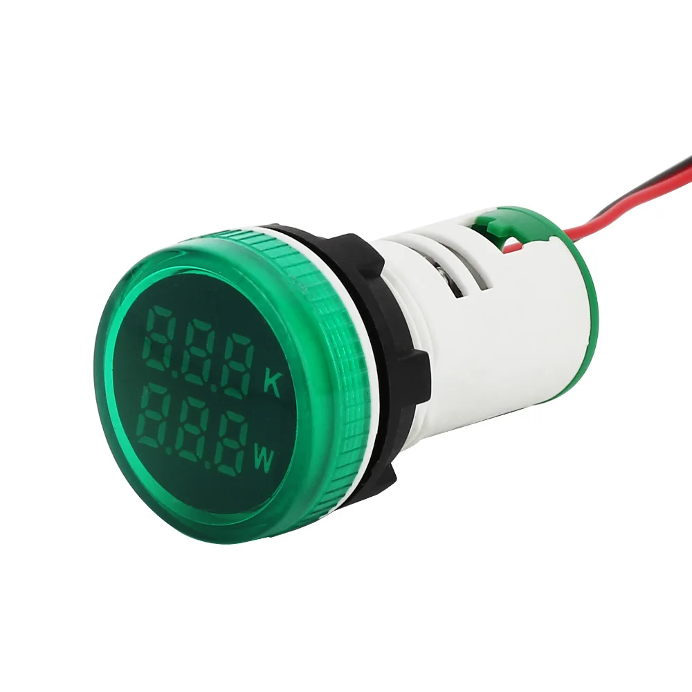 Round 22mm green indicator power meter