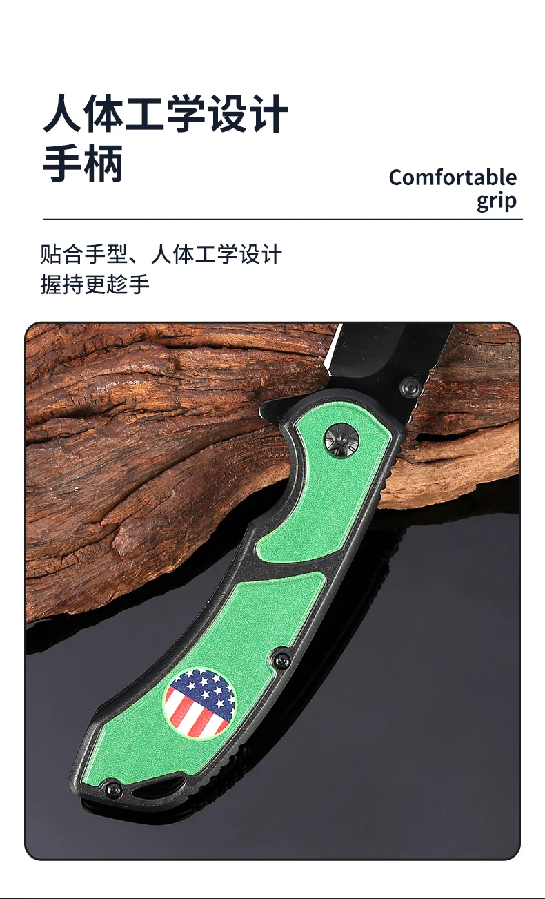 Factory Wholesale Custom Stainless Steel Tactical Knives TPR handle Outdoor Survival Camping Folding Knife