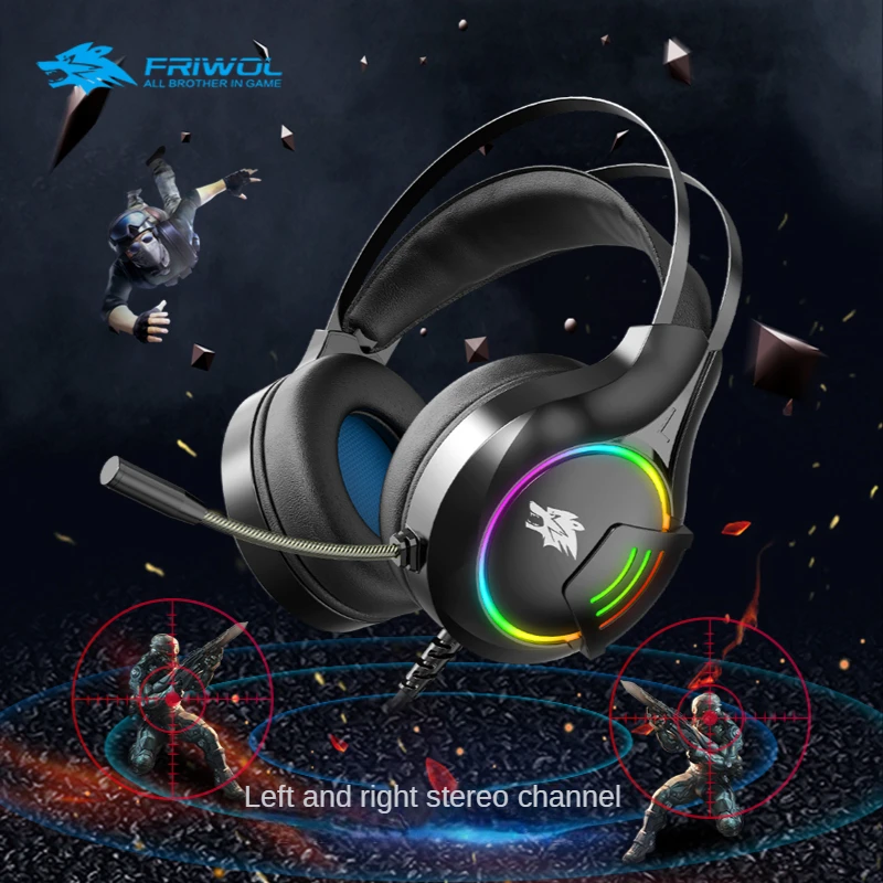 OEM Gaming Headphones Surround Stereo Headphones with Mic LED Lights Headphones for Laptop Tablet Gamers