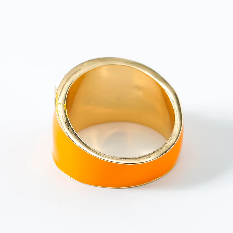 Custom Enamel Rings Jewelry Women Summer Bight Color Women 18K Gold Zircon Rhinestone Gemstone Signet Ring