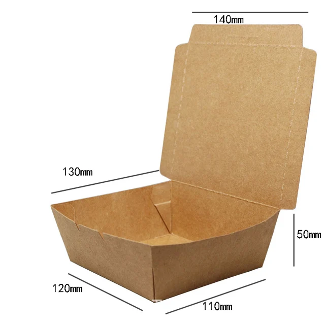 Disposable bento meal box takeaway food containers kraft paper lunch box 500ml