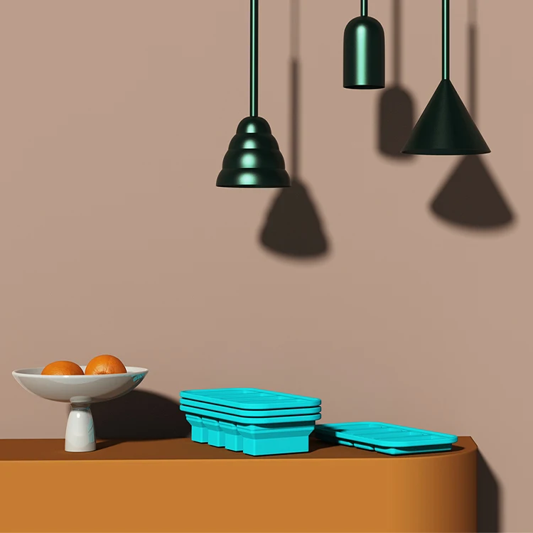 Large Freezing Tray for soup broth sauce or butter Silicone Freezer Tray with Lid