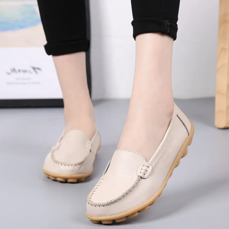 2023 Women Flats Ballet loafers Woman Leather Breathable Ballerina Ladies Casual Shoes