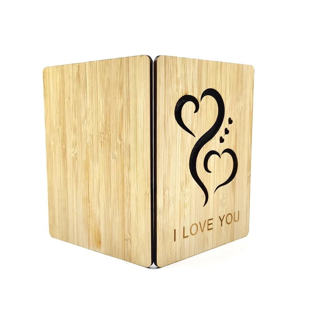 Прямые бамбуковые складные открытки в форме сердца на День святого Валентина от производителя