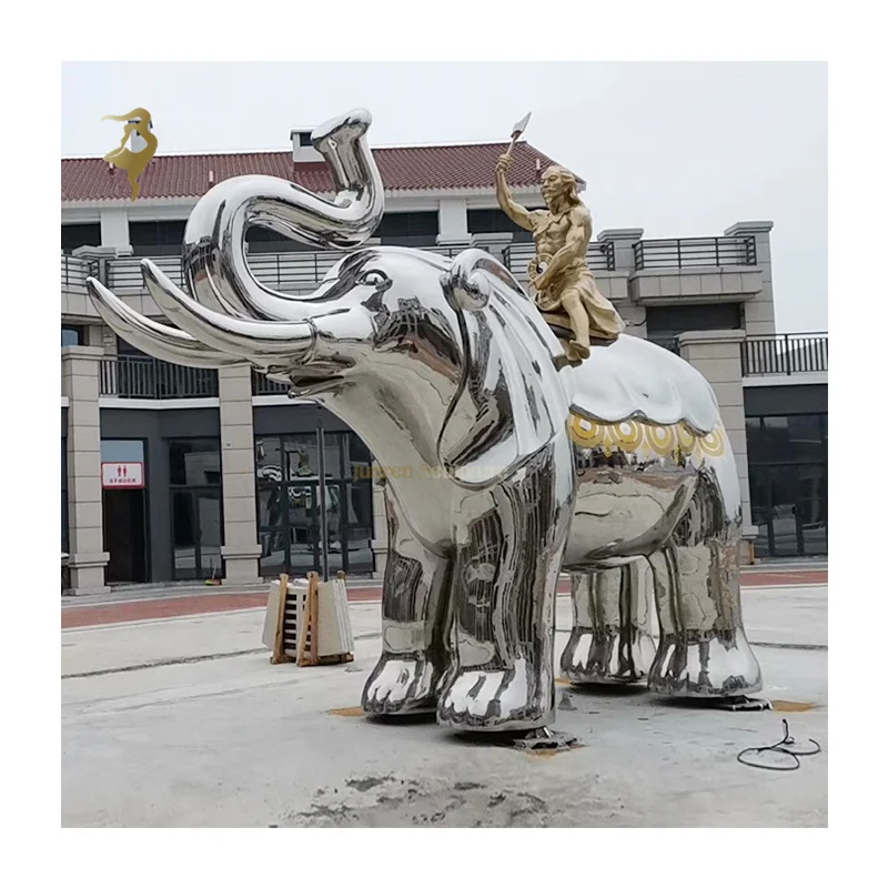 Garden decor decoration animal sculpture hand carved purple stainless steel elephant statue