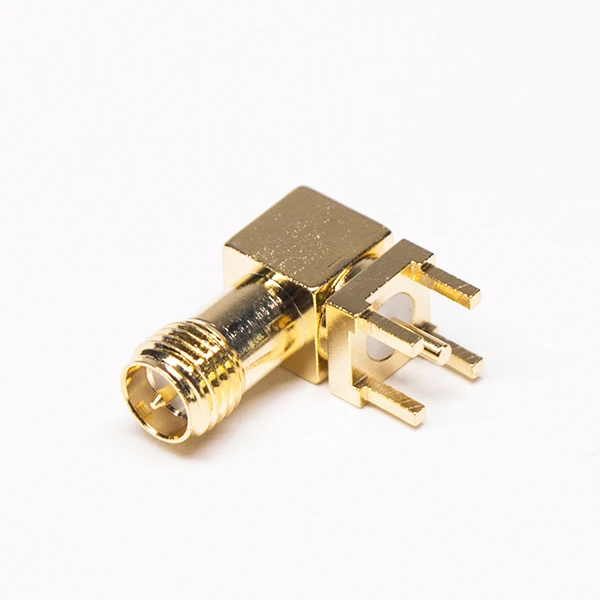 SMA Right Angle Male Coaxial Connector for Panel Mount Four Hole Flange 50 Ohm