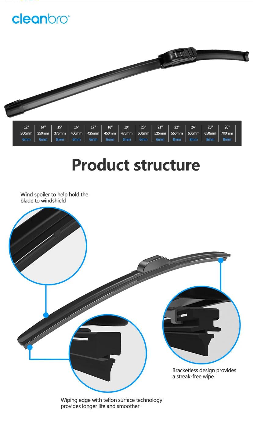 Replaceable Conventional Multifunction Car Wiper Blade Glass Refills Inserts Rubber Strip For Exterior Accessories