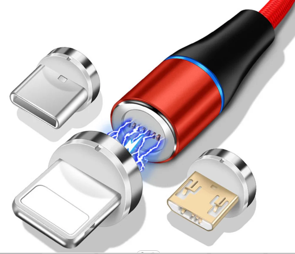 
Hot Selling LED Indicator 3 in 1 Magnetic Fast Charging Cable Rotating Magnetic Suction Data Line 