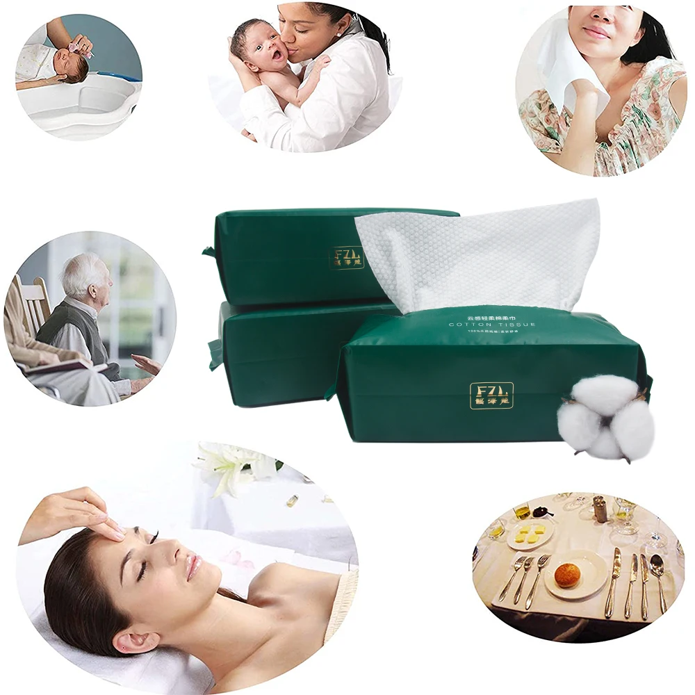 Skincare 100% Disposable Natural facial Cotton Tissue paper for family using