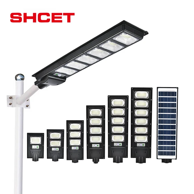 2024 Outdoor 3000 SMD led panel solar light motion sensor  private all in one  remote 200W street lamp with pole
