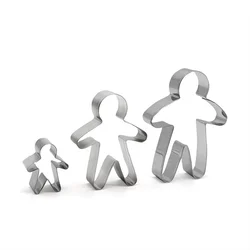3Pcs Baking Diy Cake Tools Pastry Bread Decorating Stainless Steel 3D Christmas Ginger Gingerbread Man Cookie Cutter