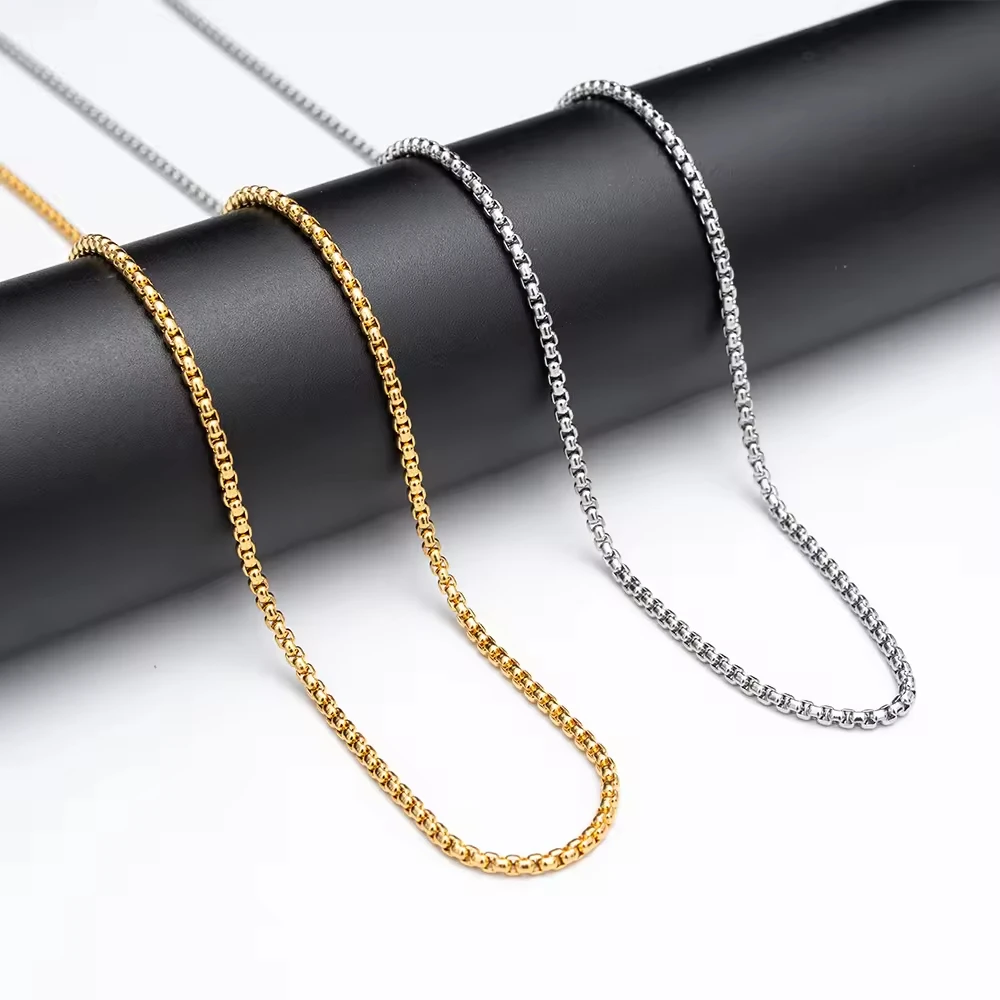 Stainless steel necklace chain men gold plated women bulk extender chain custom rope long chains